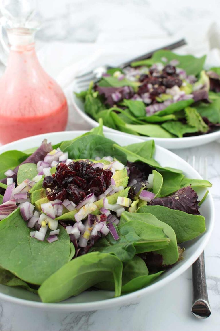 Cranberry Avocado Salad with Raspberry Vinaigrette