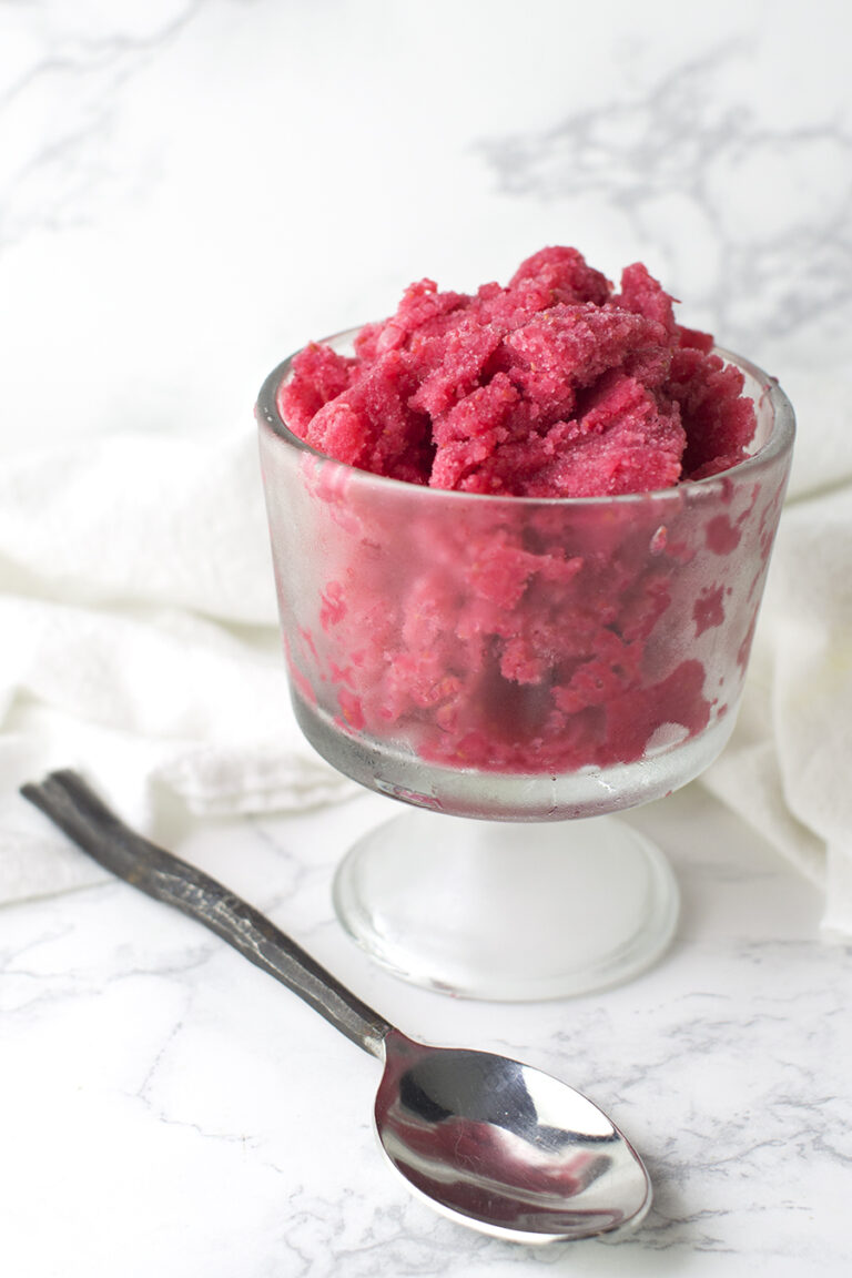 Raspberry Sorbet recipe from acleanplate.com #aip #paleo #glutenfree