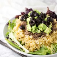 Taco Salad with Mexican Cauliflower Rice recipe from acleanplate.com #paleo #aip #glutenfree