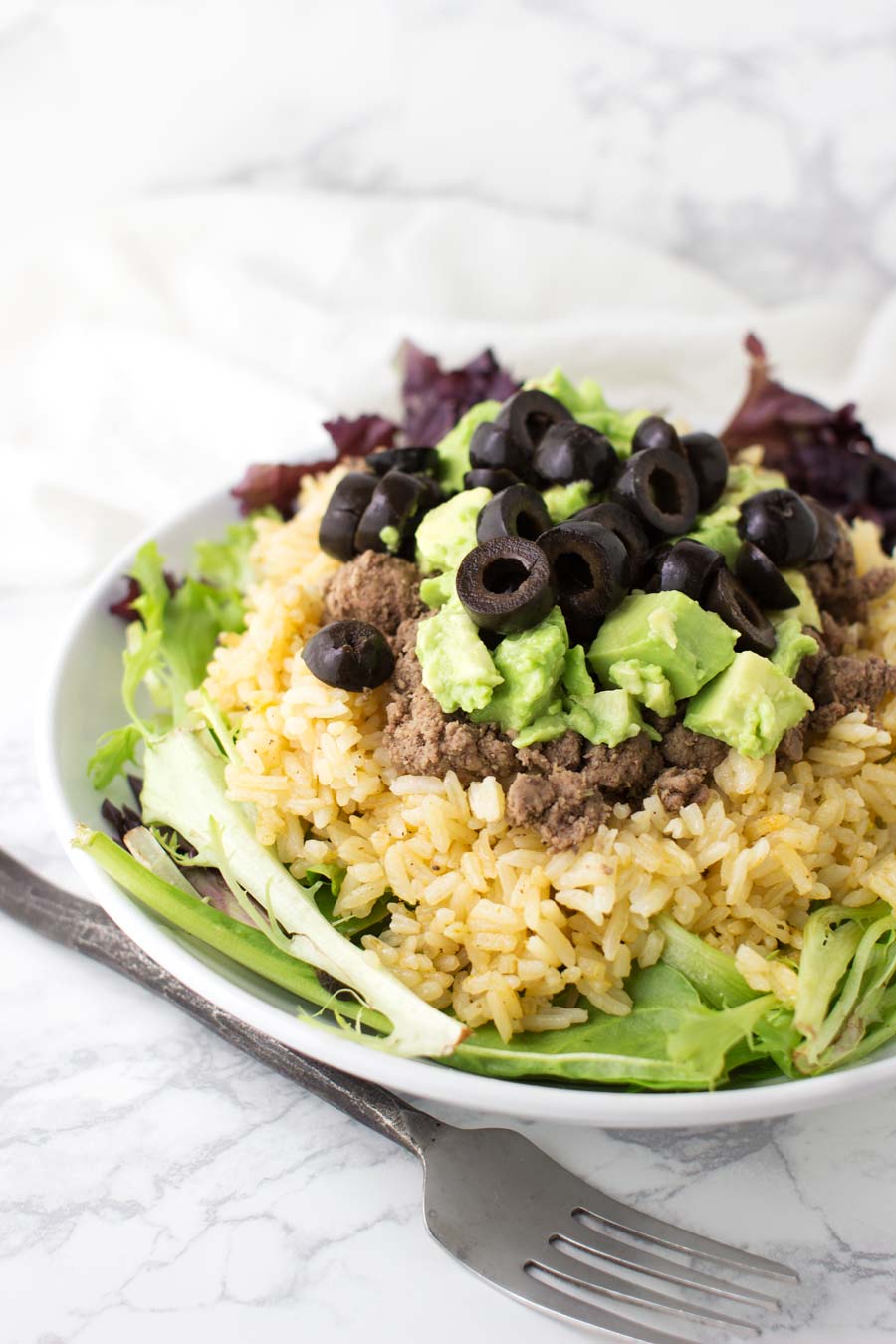 Taco Salad with Mexican Cauliflower Rice recipe from acleanplate.com #paleo #aip #glutenfree