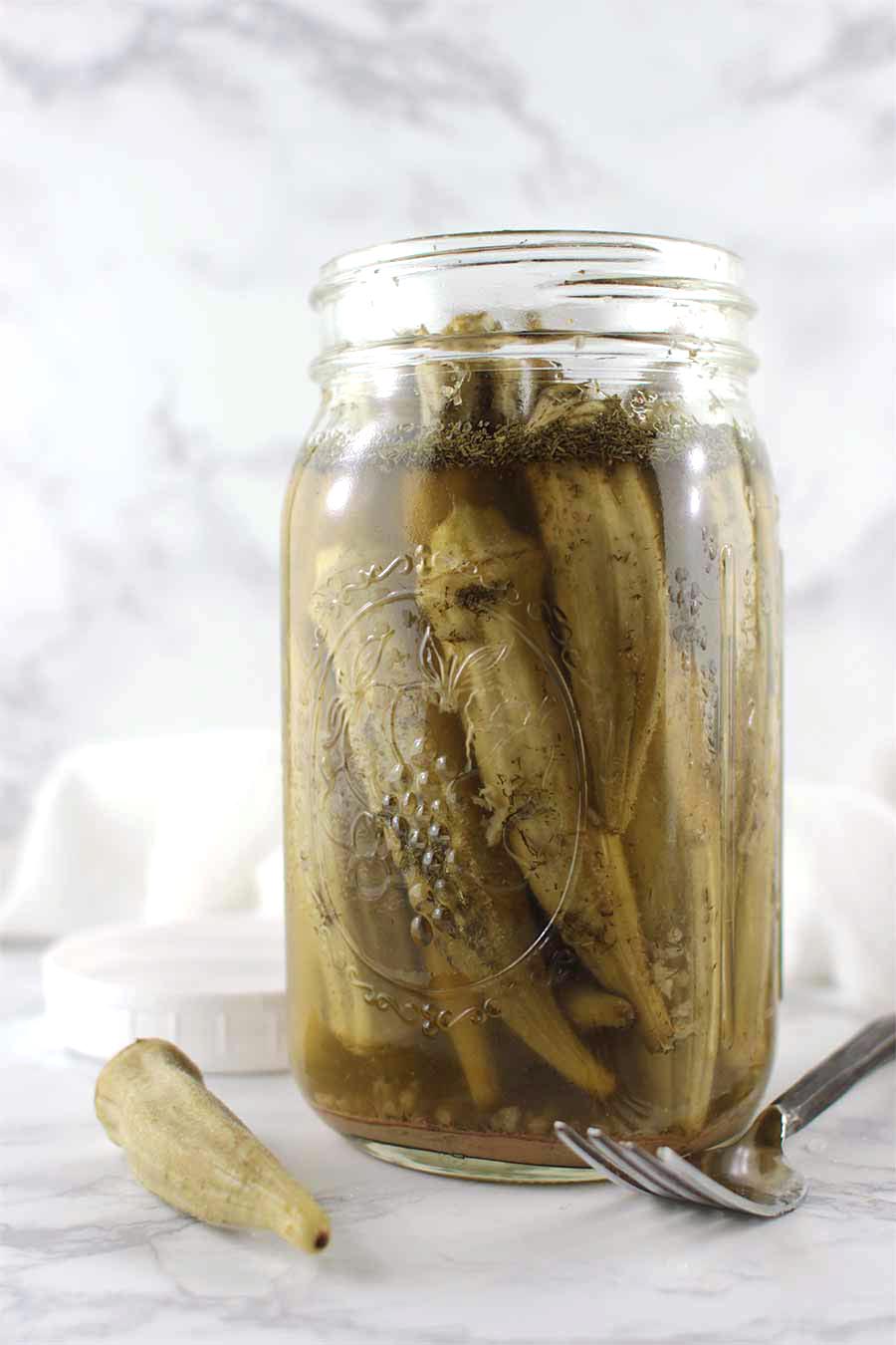 Garlic Dill Pickled Okra recipe from acleanplate.com