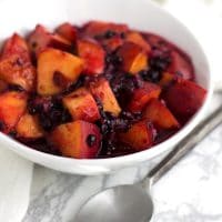 Baked Peaches with Blackberry Sauce recipe from acleanplate.com #paleo #aip #autoimmuneprotocol