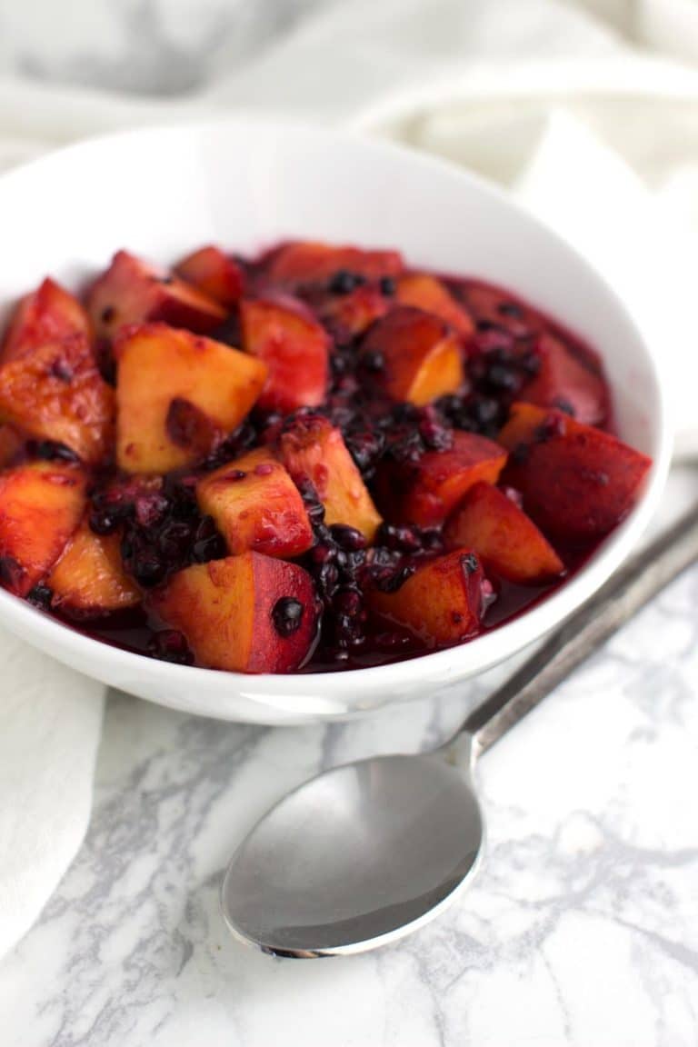 Baked Peaches with Blackberry Sauce