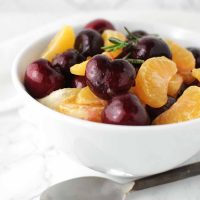 Clementine Fruit Salad with Cherries from acleanplate.com #aip #autoimmuneprotocol #paleo #dessert #salad