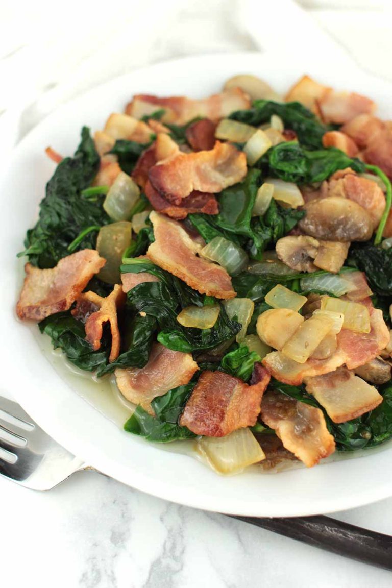 Mushroom Spinach Stir-Fry with Bacon