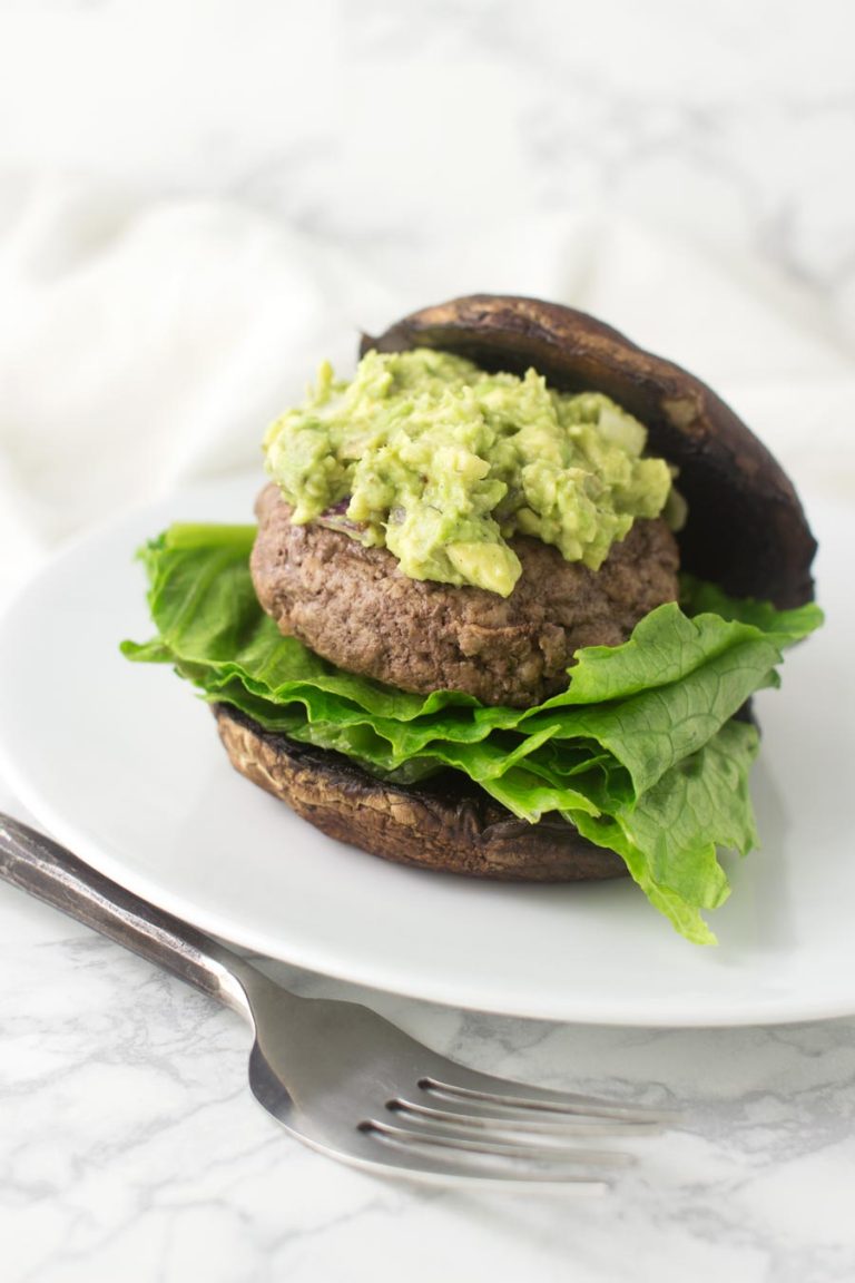 Guac-Stuffed Burgers with Roasted Portobello Buns