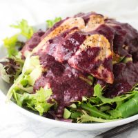 Salmon Salad with Ginger-Blueberry Dressing recipe from acleanplate.com #paleo #aip #glutenfree