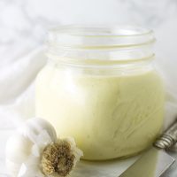 Roasted Garlic Mayonnaise recipe from acleanplate.com #paleo #dairyfree #glutenfree