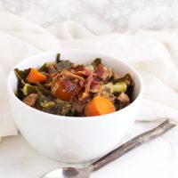 Beef and Vegetable Stew with Bacon recipe from acleanplate.com #paleo #aip #glutenfree