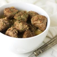 Lamb Meatballs with Mushroom Sauce recipe from acleanplate.com #paleo #aip #glutenfree
