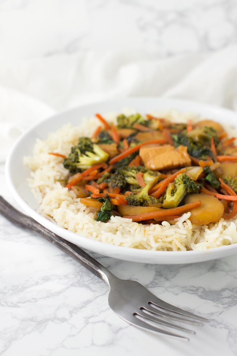 Chicken Stir-Fry with Cauliflower Rice recipe from acleanplate.com #paleo #aip #glutenfree