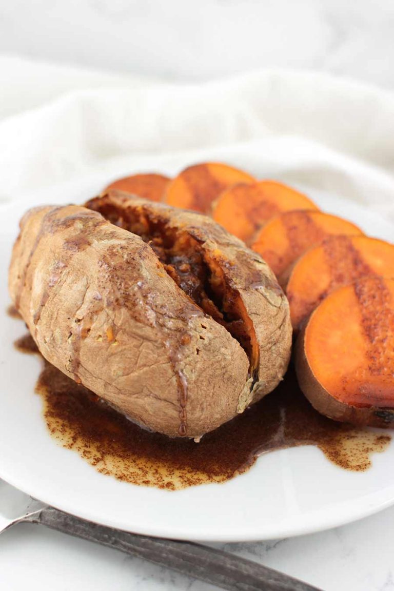 Maple-Cinnamon Baked Sweet Potatoes recipe from acleanplate.com #aip #paleo #autoimmuneprotocol