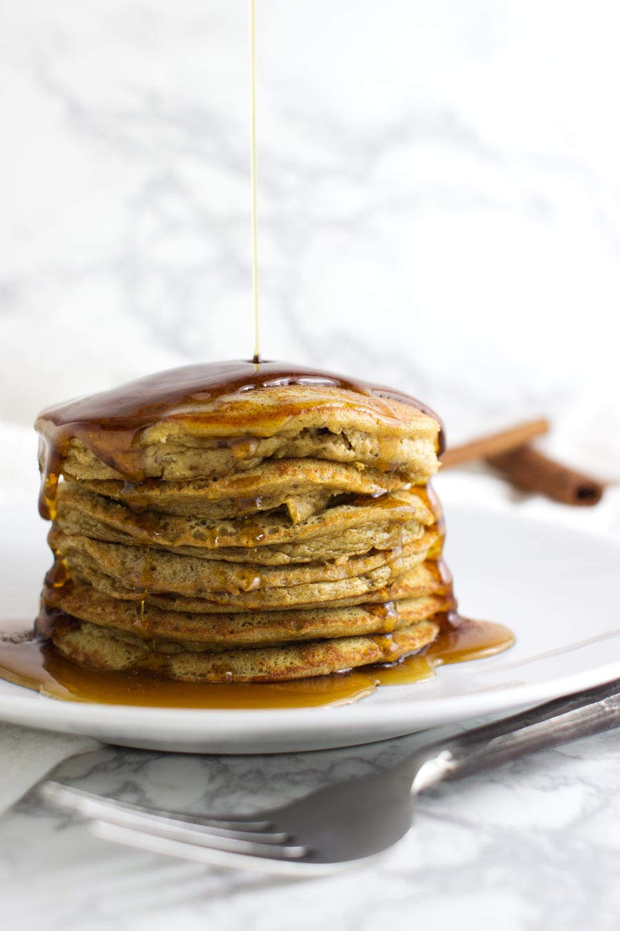 Apple-Cinnamon Plantain Pancakes recipe from acleanplate.com #paleo #glutenfree #grainfree