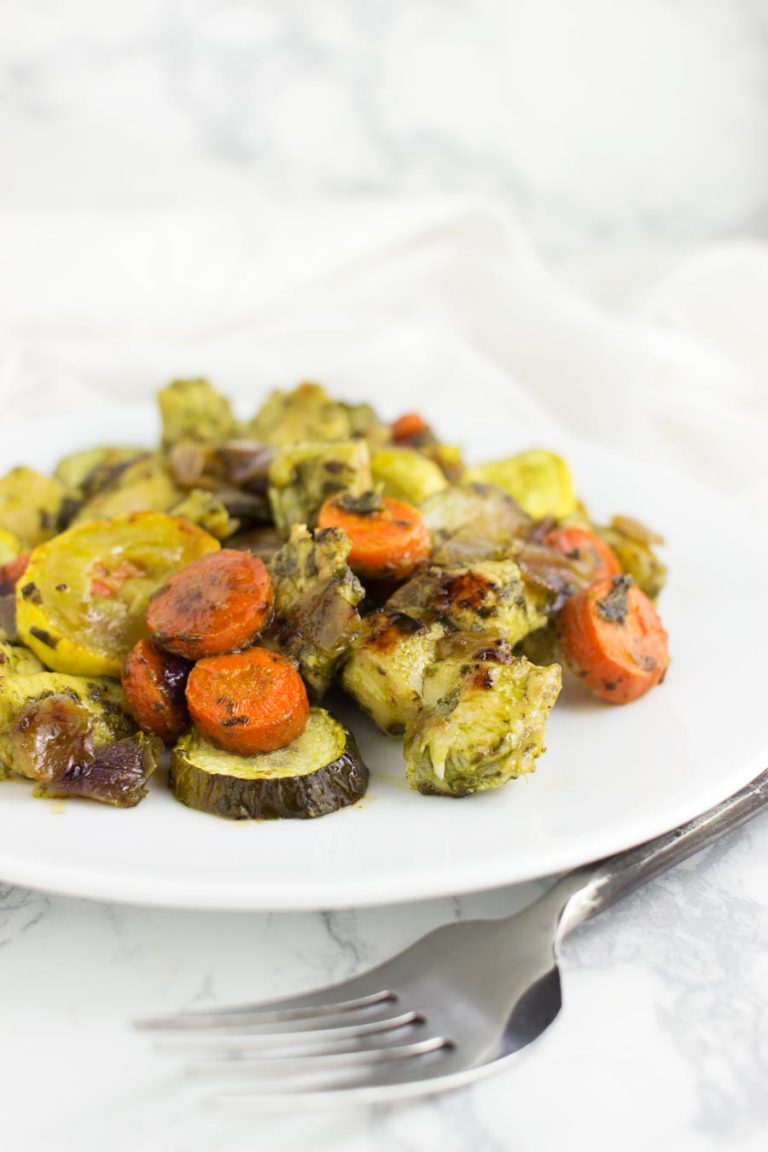 Basil Pesto Chicken and Roasted Veggies