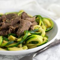 Garlic Steak Zoodles recipe from acleanplate.com #paleo #aip #autoimmuneprotocol