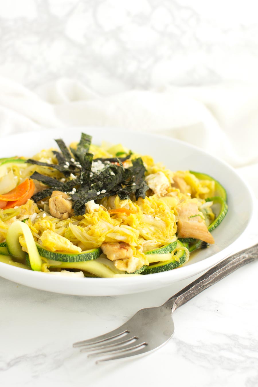 Fried Udon Zoodles recipe from acleanplate.com #paleo #aip #glutenfree