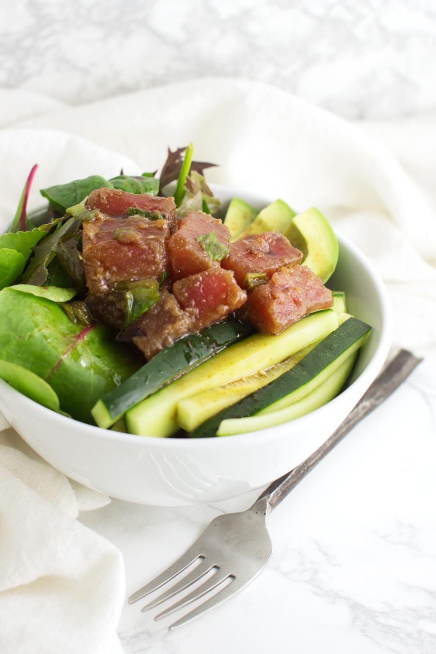 Tuna Poke Bowl recipe from acleanplate.com #paleo #aip #glutenfree